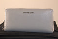 Michael Kors Large Pebbled Leather Continental Wallet Grey One Size