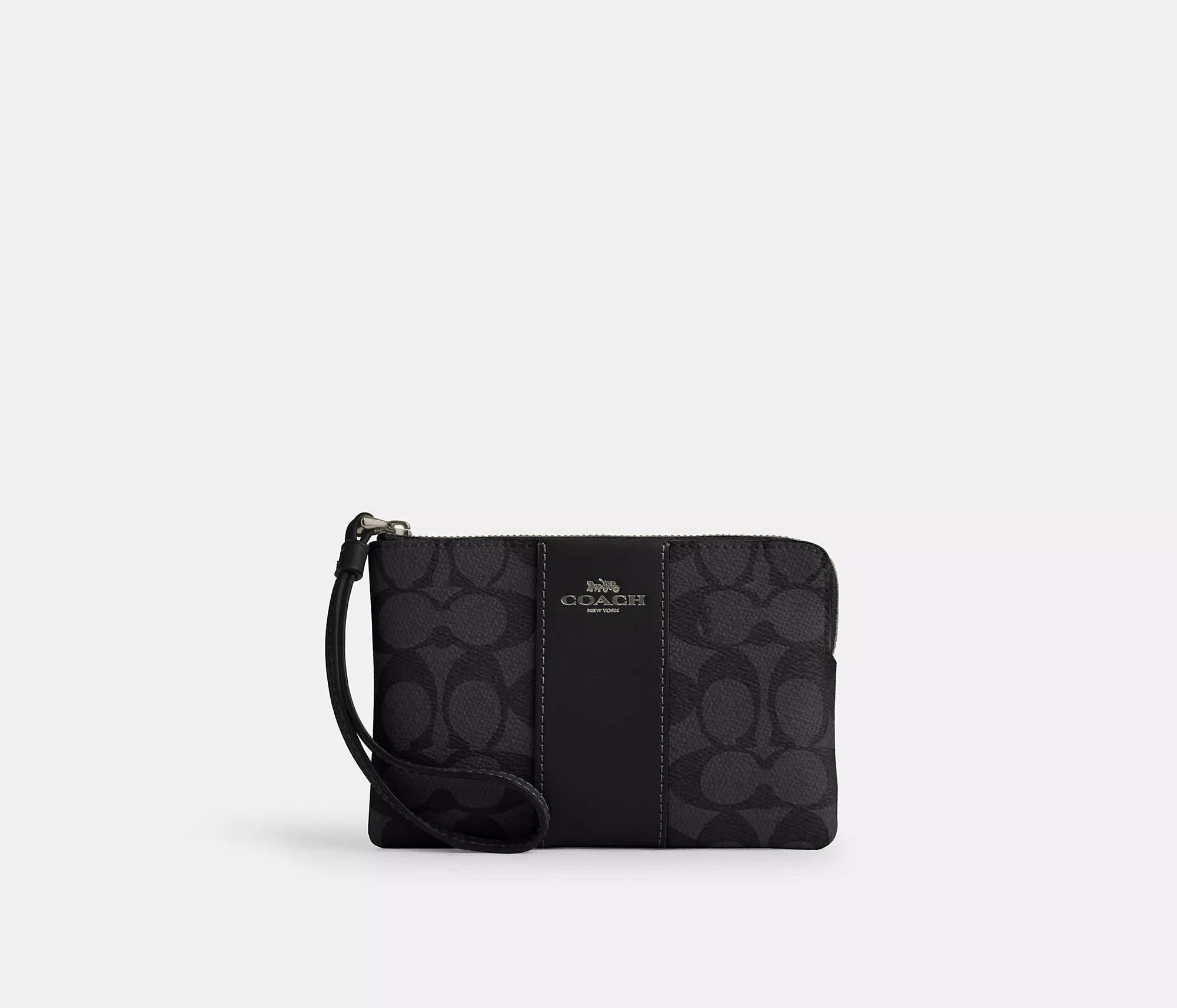 Coach Zip Wristlet in Signature Canvas with Stripe